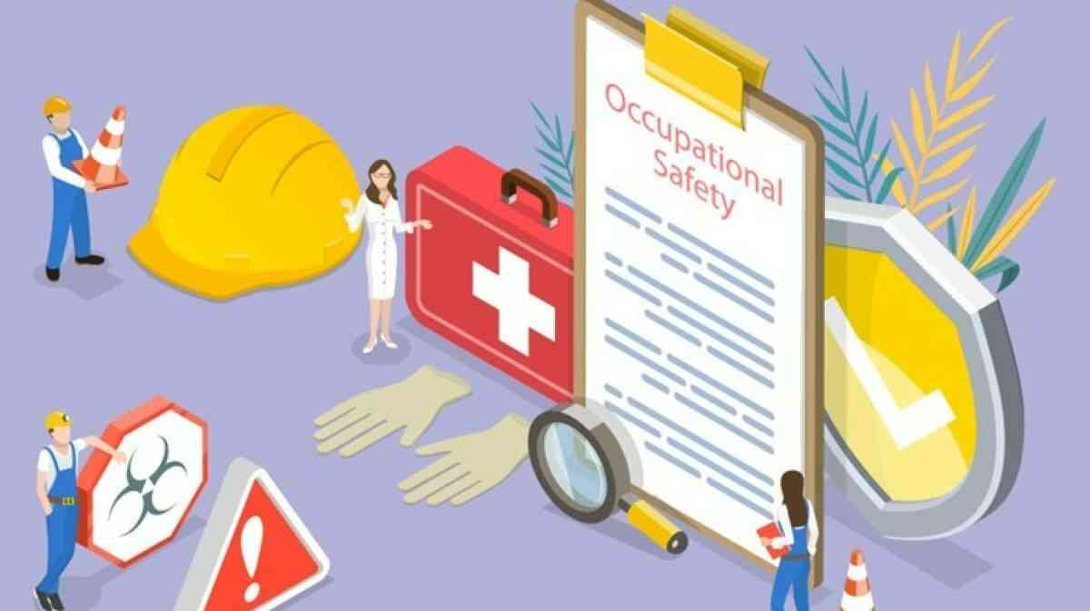Vector illustration showing occupational health and safety courses in different industries.